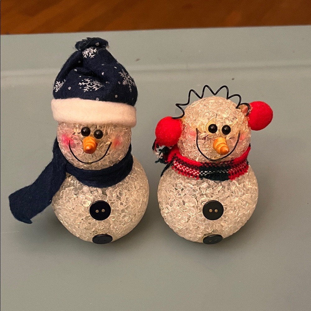Festive Snowman Figurines - Set of 2